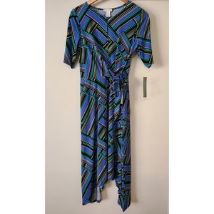 London Times Shark Bitem Hem Striped Dress